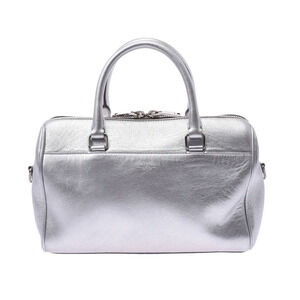 SAINT LAURENT Baby Duffle Bag Silver Calfskin Handbag